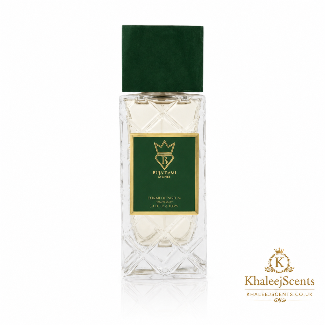 Bujairami Ibiza Extrait de Parfum 100ml bottle, a tropical lime and coconut perfume inspired by Creed Virgin Island Water