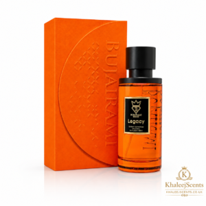 Bujairami Legacy Extrait de Parfum 100ml, a warm amber vanilla perfume with praline and smoky guaiac wood