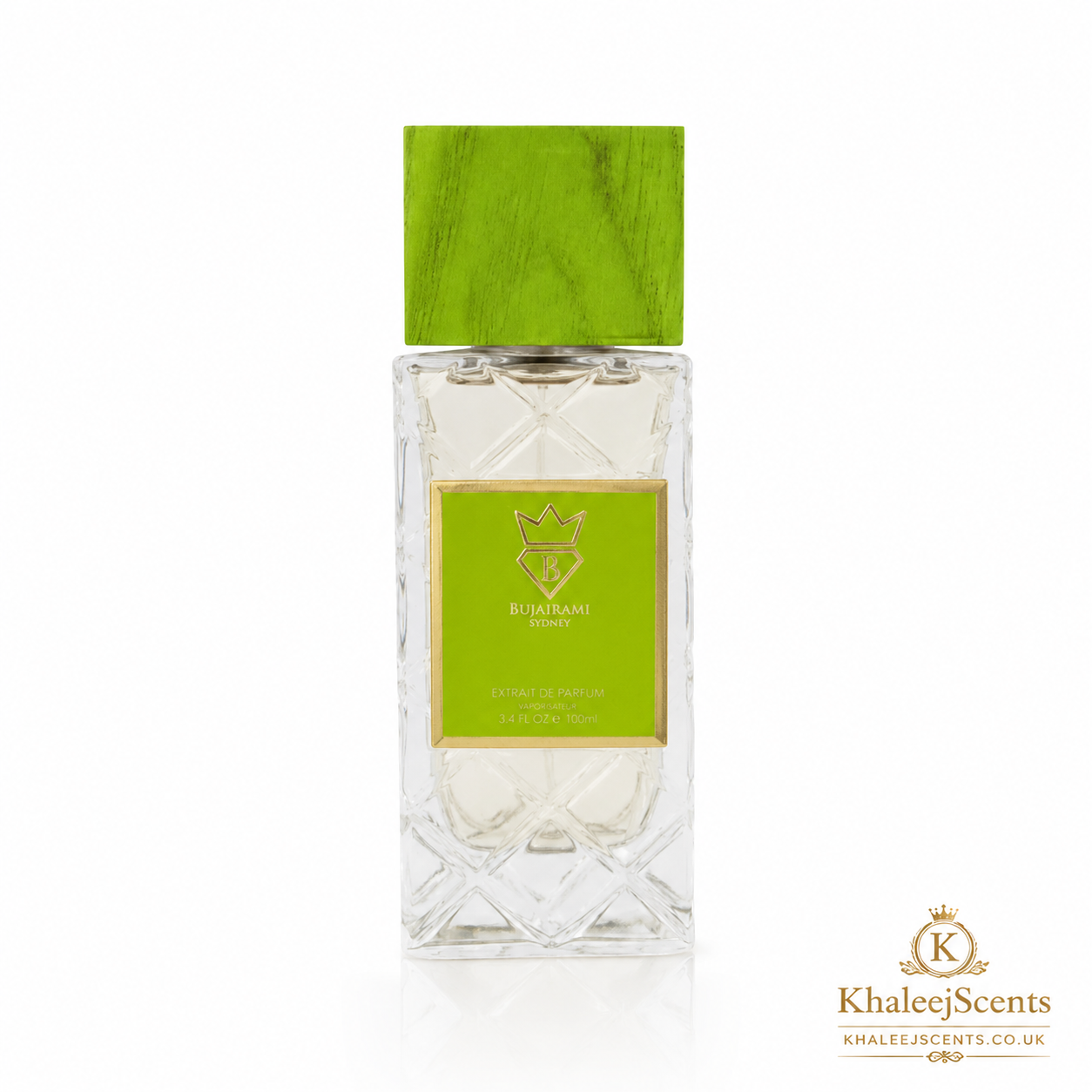 Bujairami Rizz Extrait de Parfum 100ml bottle, a unisex citrus spice vetiver perfume sold in the UK