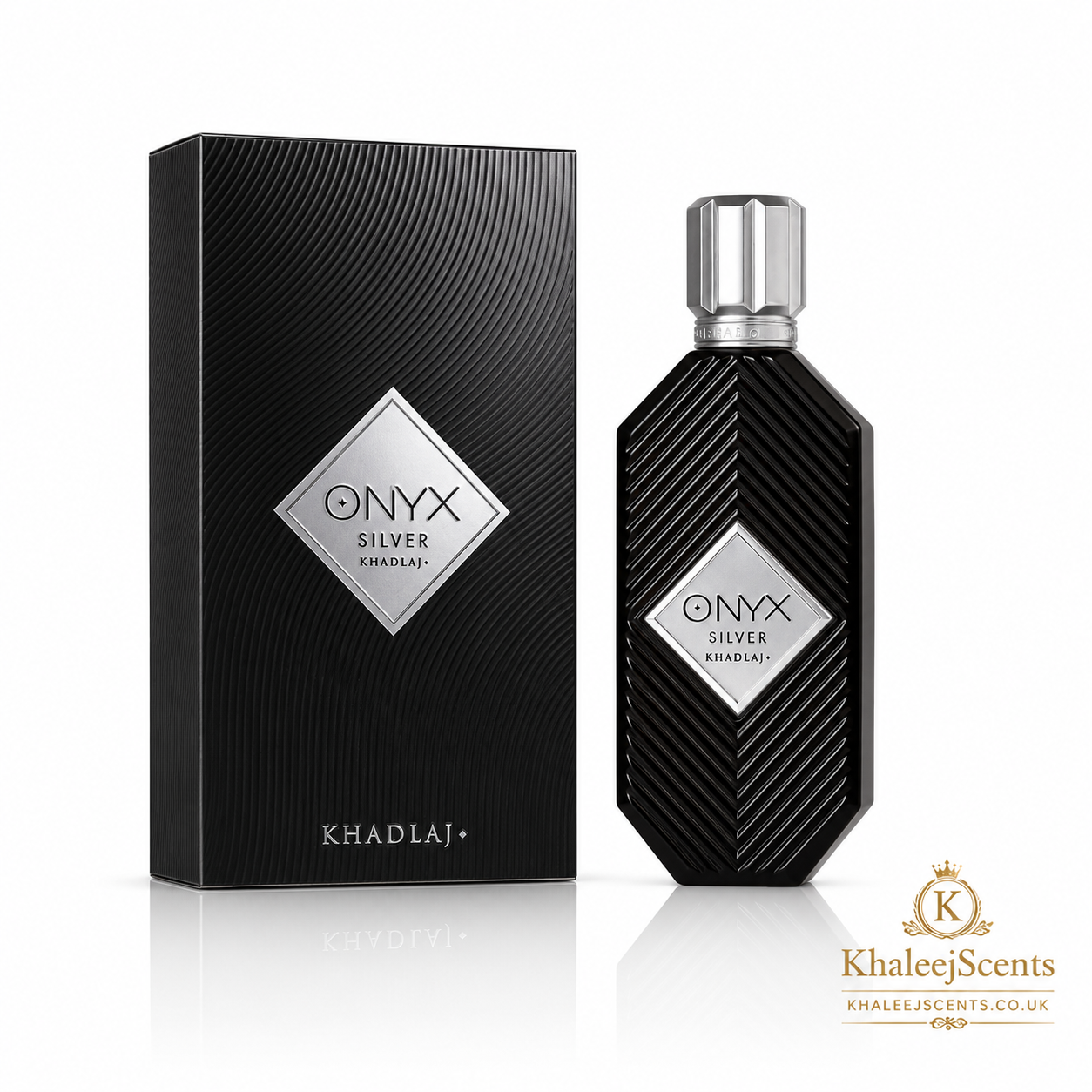 Khadlaj Onyx Silver Eau de Parfum 100ml bottle, alternate view