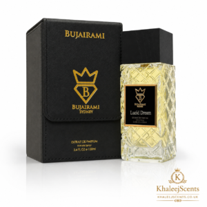 Bujairami Lucid Dream Extrait de Parfum 100ml, a clean woody amber perfume with bergamot, cedarwood and tonka bean