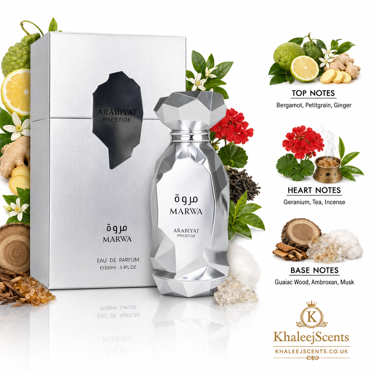 Marwa Eau de Parfum 100ml by Arabiyat Prestige | Bergamot Ginger - Image 3
