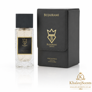 Bujairami Shadow Script Extrait de Parfum 100ml, a smoky woody perfume with frankincense, papyrus, suede and saffron