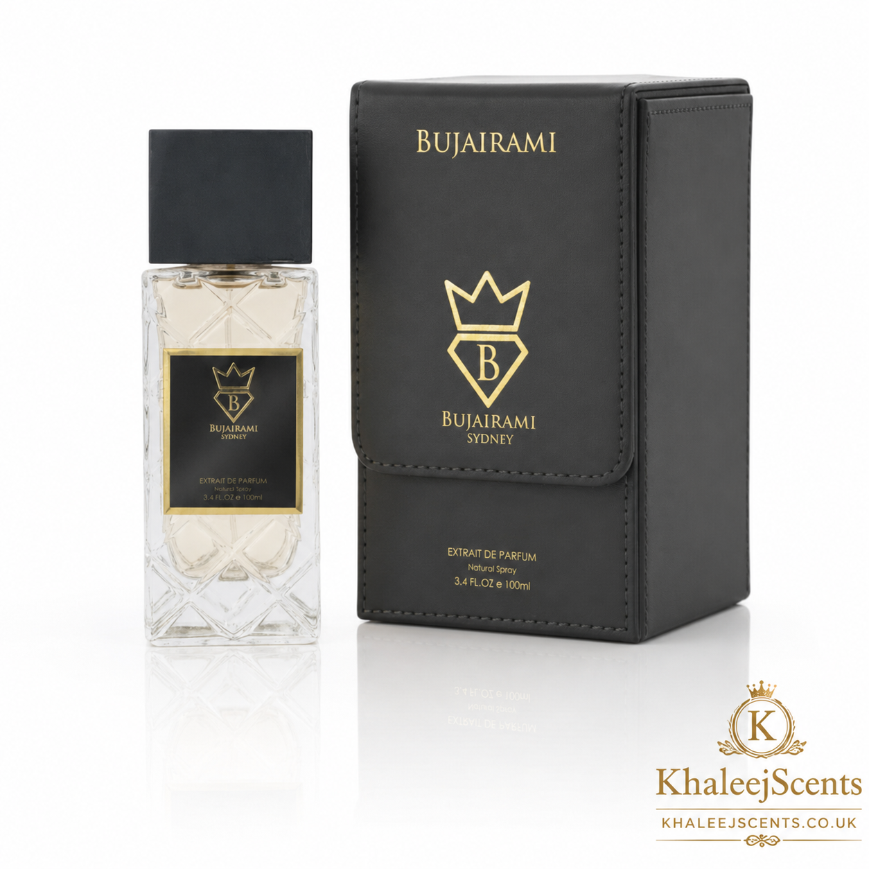Bujairami Shadow Script Extrait de Parfum 100ml, a smoky woody perfume with frankincense, papyrus, suede and saffron
