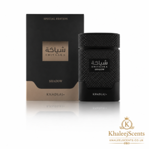 Khadlaj Shiyaaka Shadow Eau de Parfum 100ml, a dark spicy woody perfume with grapefruit, pink pepper, amber and patchouli