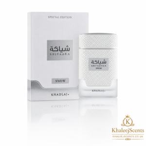 Khadlaj Shiyaaka Snow Eau de Parfum 100ml bottle, a fresh citrus aromatic perfume with bergamot, mandarin and vetiver