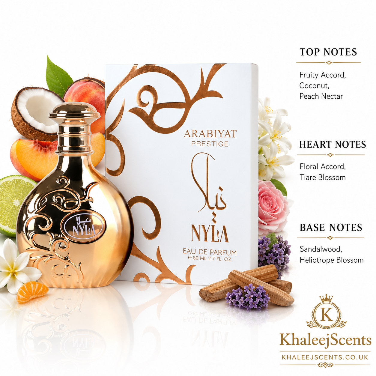 Nyla Eau de Parfum 80ml by Arabiyat Prestige | Coconut Tiare Musk - Image 2