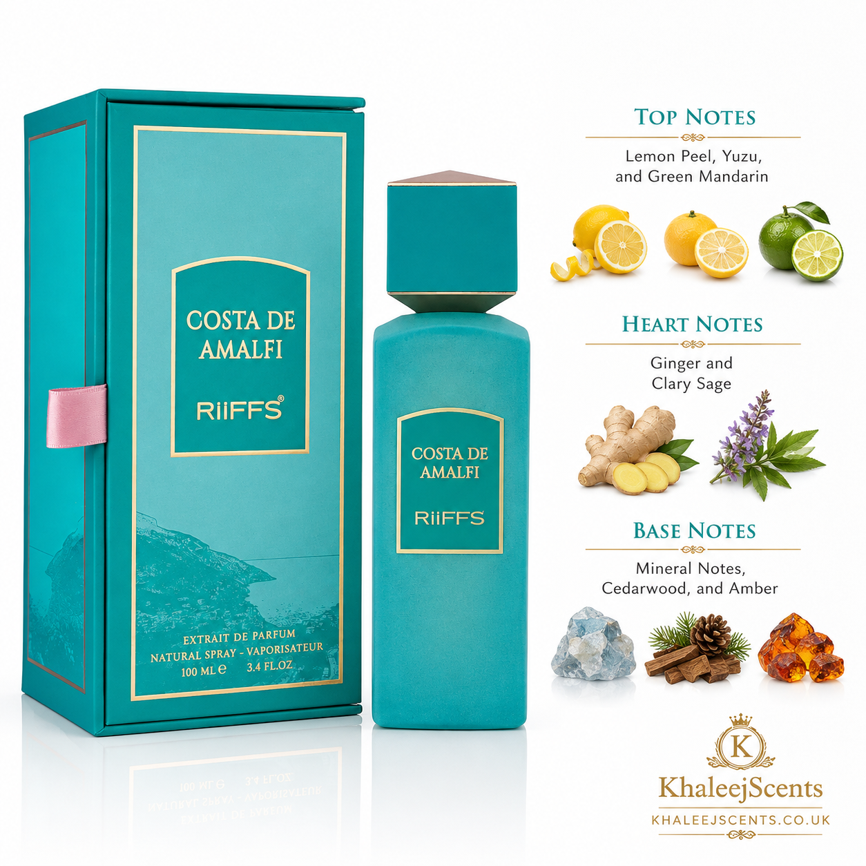 Riiffs Costa de Amalfi Eau de Parfum 100ml - Lemon Yuzu Ginger Mineral - Image 2