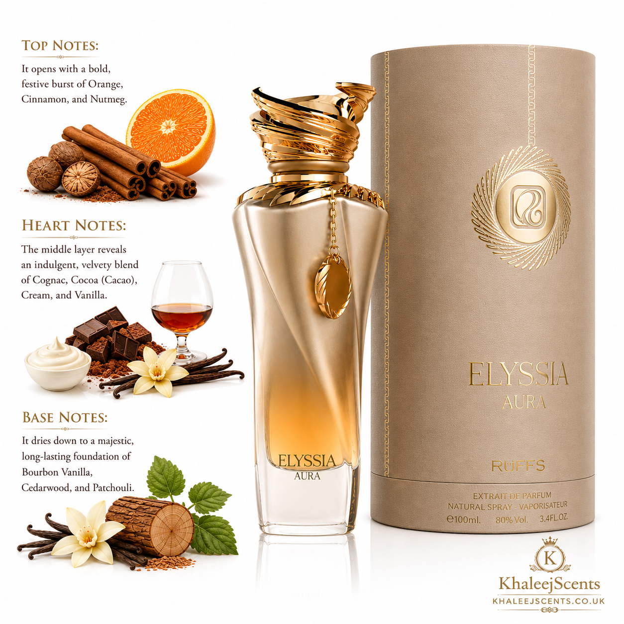Riiffs Elyssia Aura Extrait de Parfum 100ml - Cinnamon Cognac Cocoa Vanilla - Image 5