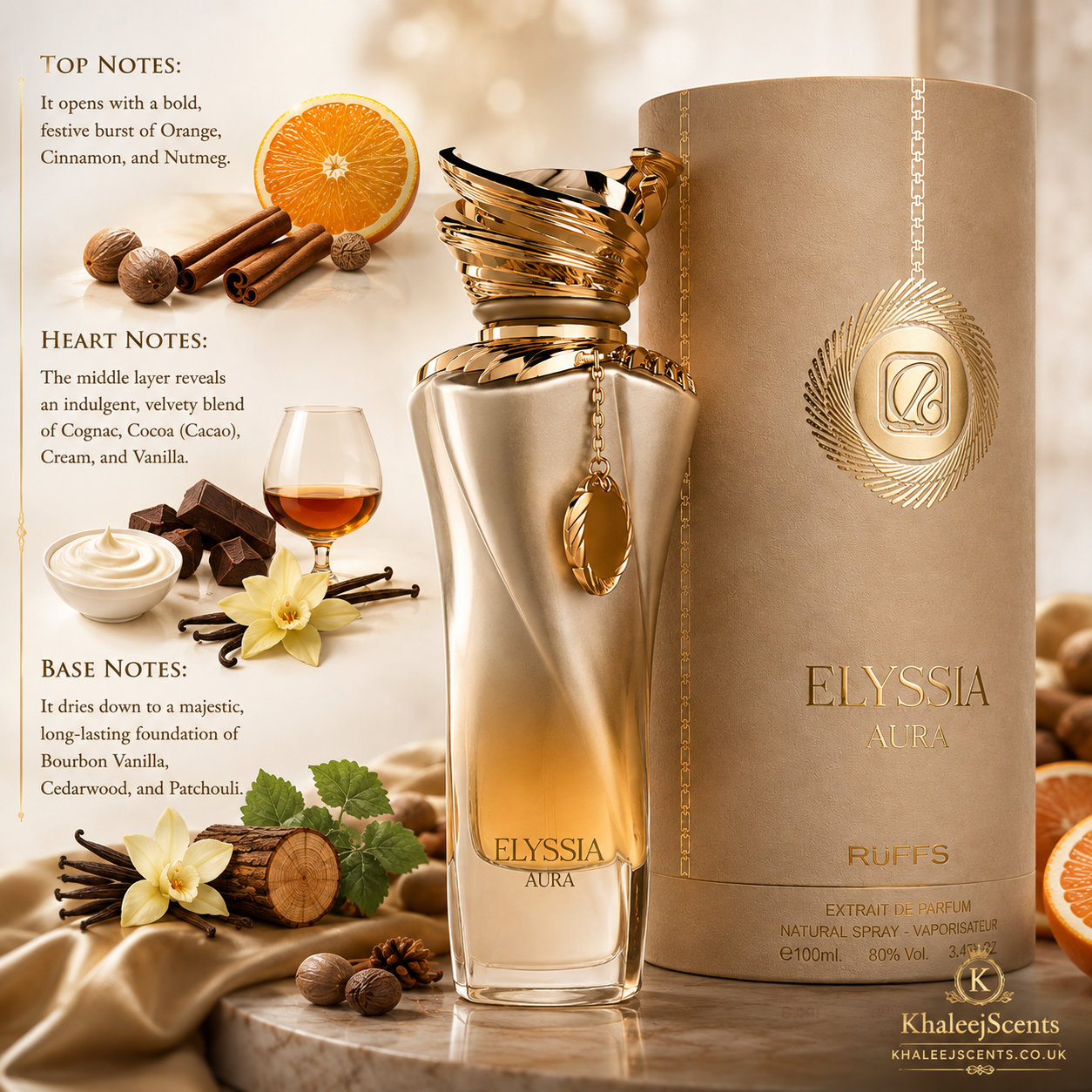 Riiffs Elyssia Aura Extrait de Parfum 100ml - Cinnamon Cognac Cocoa Vanilla - Image 2