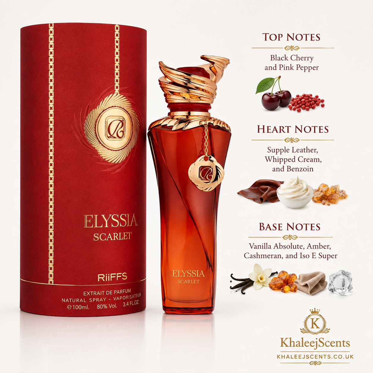 Riiffs Elyssia Scarlet Extrait de Parfum 100ml - Black Cherry Leather Vanilla - Image 3
