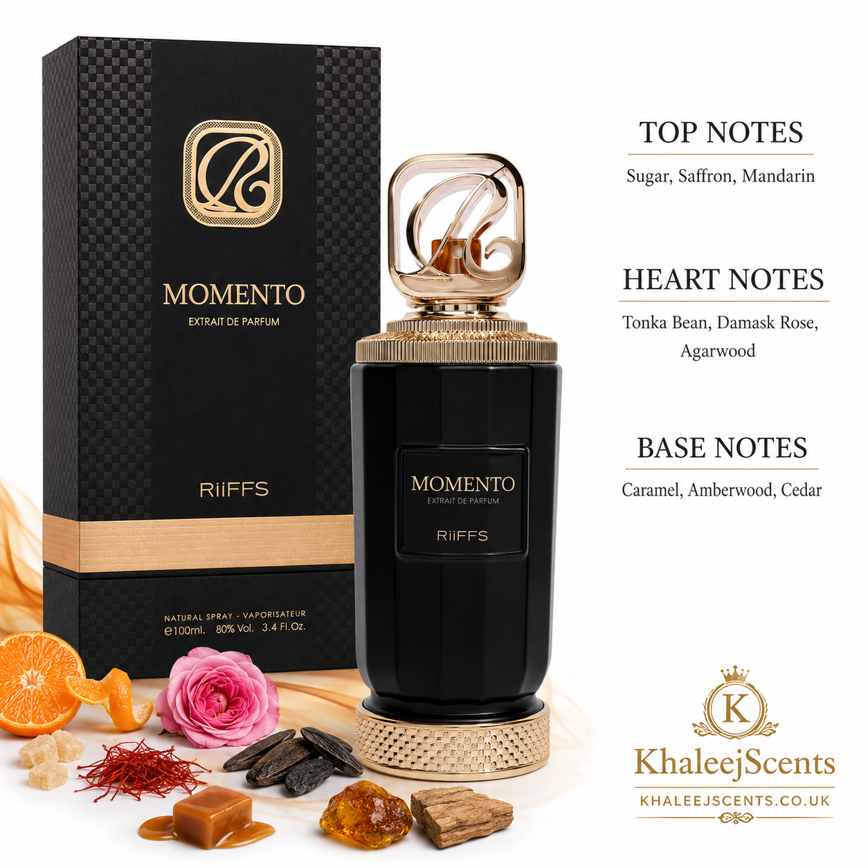 Riiffs Momento Extrait de Parfum 100ml - Saffron Damask Rose Oud Caramel - Image 2